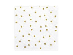 Șervețele de aniversare albe cu stele aurii - 33 cm - 20 buc.