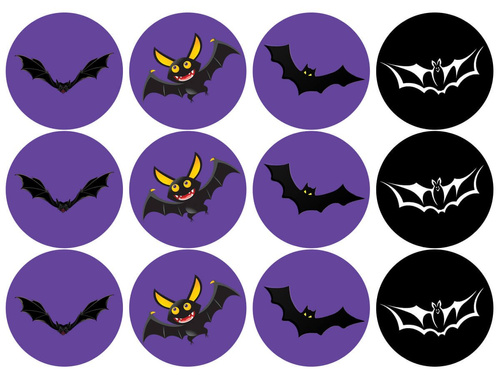 Wafers pentru cupcakes brioșe Halloween Bats