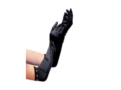 Mănuși lungi din satin negru - pentru copii