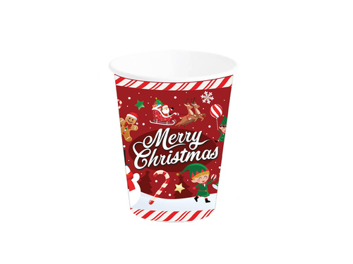 Pahare de hârtie Merry Christmas - 240 ml - 6 buc.