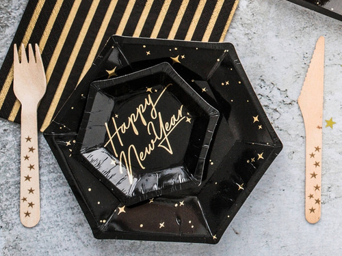 Farfurii de hârtie Happy New Year - 20 cm - 6 buc.