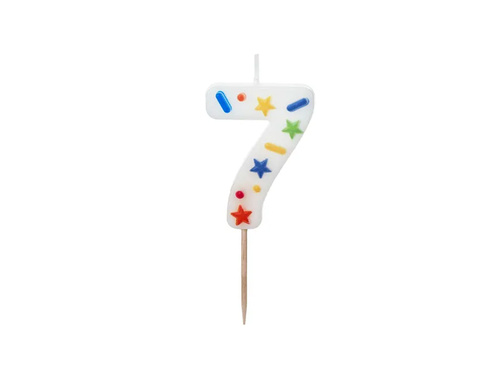 Lumânare confetti număr șapte - 7 - 1 buc.