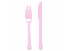 Tacâmuri din plastic roz deschis - 24 buc.