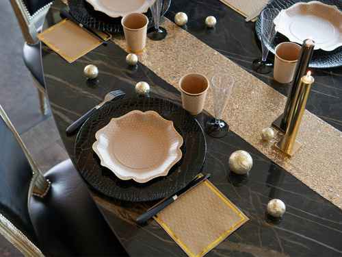 Decorațiune de masă cu paiete - auriu - 19 cm x 3 m - 1 buc.