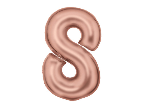Balon din folie satinată numărul 8 roz auriu - 86 cm - 1 buc.