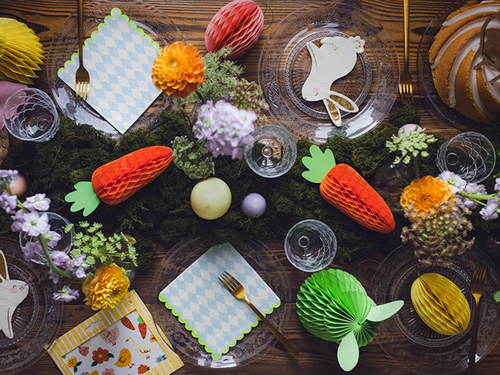 Decorațiune agățată cu rozetă iepuraș verde - 30 cm - 1 buc.