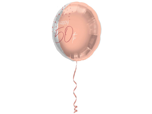 Balon cu folie roz auriu Happy 50th - 45 cm - 1 buc.