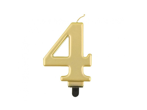Lumânare cu număr auriu metalic - 4 - patru