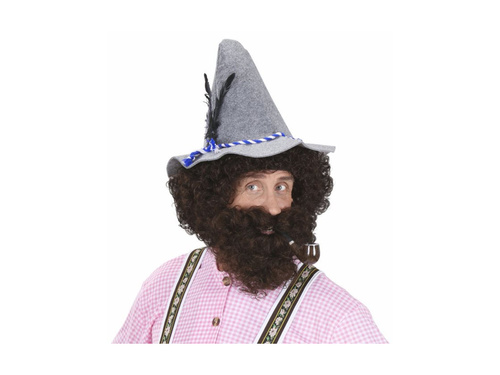 Peruca caveman maro creț cu barbă