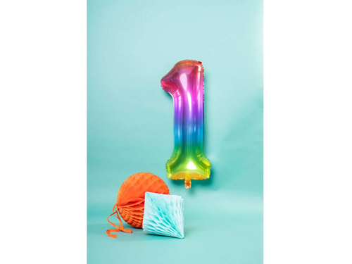 Balon folie curcubeu numărul 1 - 86 cm - 1 buc.