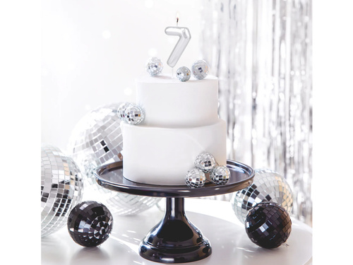 Lumânare cu număr argintiu metalic - 7 - 1 buc.