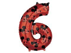 Balon cu folie Mickey Mouse numărul 6 - 66 cm - 1 buc.