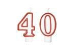 Lumânări numerice cu margine roșie - 40 - patruzeci - 2 buc.