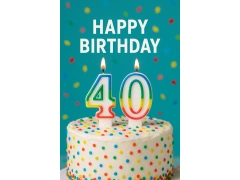 Lumânări numerice cu o margine colorată numărul 40 - 8,5 cm - 2 buc.