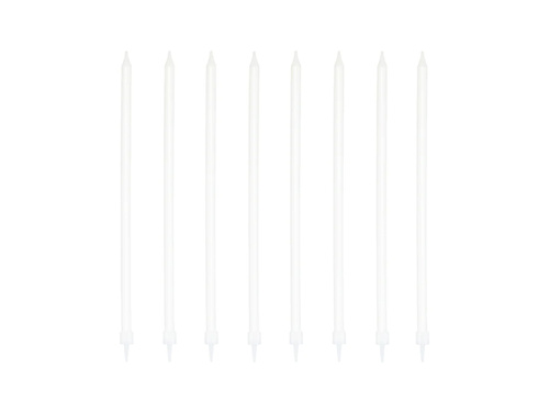 Lumânări albe lungi pentru ziua de naștere - 15 cm - 8 buc.