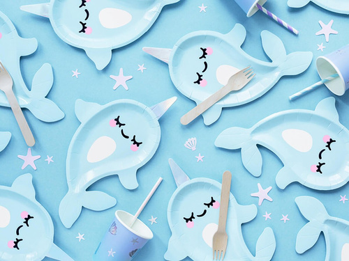 Farfurii aniversare Podwona Kraina - Narwhal - 29 cm - 6 buc.