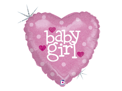 Baby Girl balon cu inima roz - 46 cm - 1 buc.