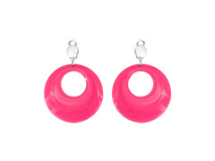 Cercei clip cercuri roz neon