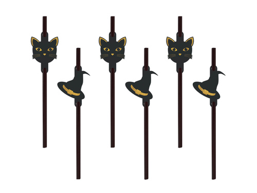 Paie Halloween vrăjitoare și pisică - 6 buc.