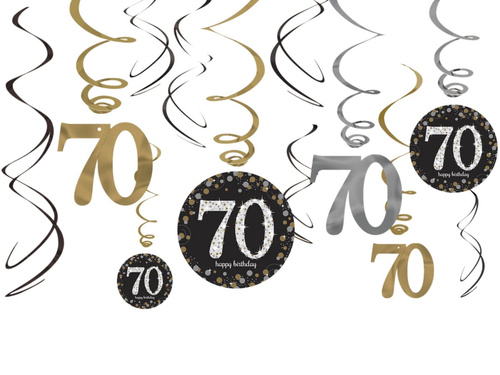 Vârtejuri de decor suspendate pentru a 70-a aniversare - 12 buc.