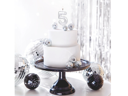 Lumânare cu număr argintiu metalic - 5 - 1 buc.