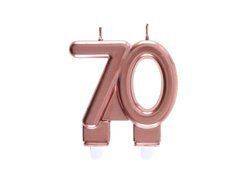 70th lumânare aniversare aur roz - 7.5 cm - 1 buc.
