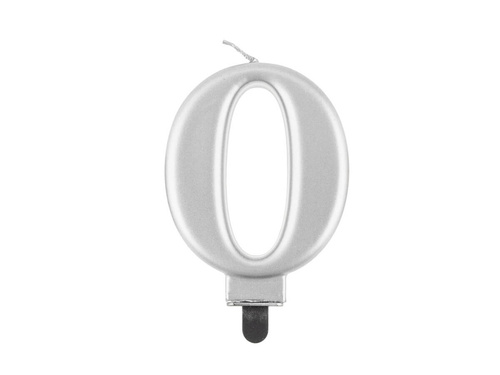 Lumânare cu număr metalic argintiu - 0 - zero