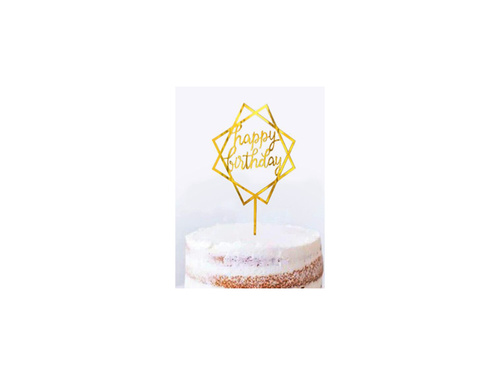 Plexiglas tort topper Happy Birthday aur - 1 buc.