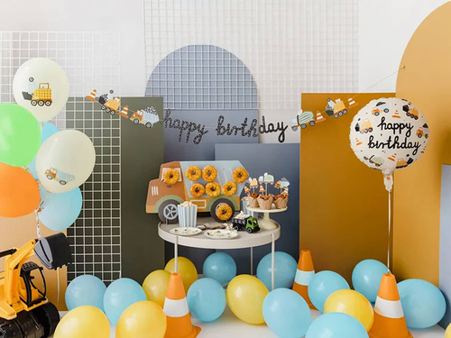 Happy Birthday banner de hârtie Construcție - 1 buc.