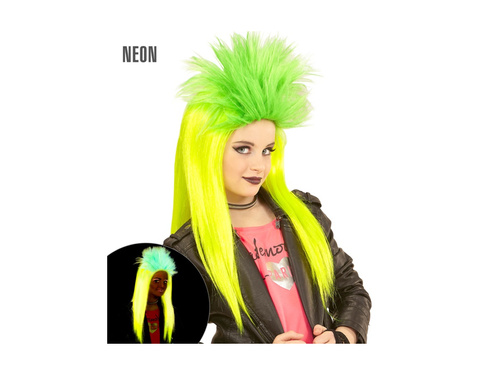 Peruca punk galben neon și verde