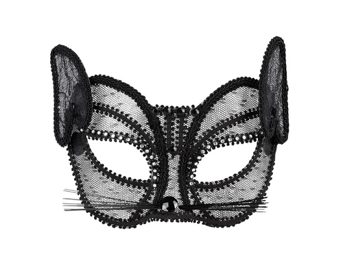 Mască de carnaval pisică neagră cu paiete - 1 buc.