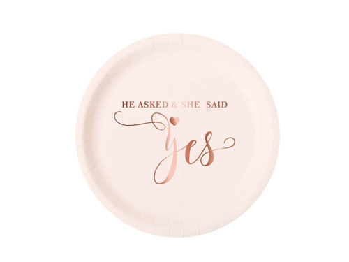 Farfurii roz She said yes - 18 cm - 6 buc.