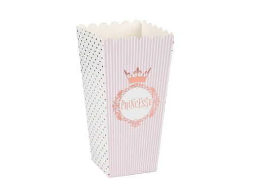 Cutii de popcorn Princesse cu coroană aurie - 17 cm - 8 buc.