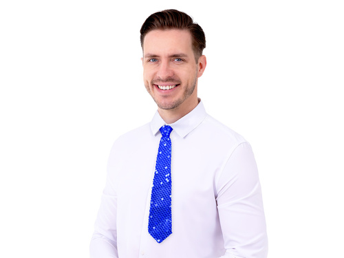 Cravată cu paiete - albastru marin - 36 cm - 1 buc.