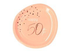 Farfurii aniversare 50 de ani cu piersici - 23 cm - 8 buc.