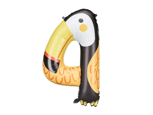 Balon din folie numărul 4 Toucan - 80 cm - 1 buc.