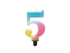 Lumânare pastelată cu numere ombre - 5 - cinci