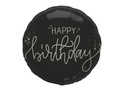 Balon folie Happy Birthday negru - 45 cm - 1 buc.