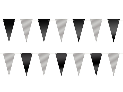 Ghirlandă banner argintiu și negru - 500 cm
