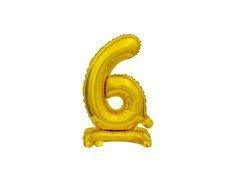Balon din folie în picioare numărul 6 auriu - 38 cm