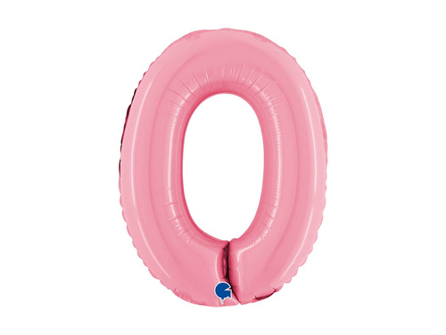 Balon din folie numărul 0 roz pastel - 14" - 1 buc.
