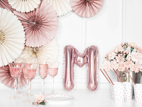 Balon din folie litera "M" roz și auriu - 35 cm