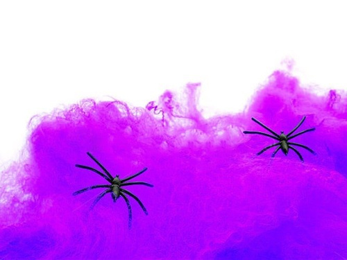 Pânză de păianjen mov cu 2 păianjeni - pânză de Halloween - 60g.