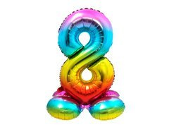 Balon vertical din folie cu numărul 8 curcubeu - 81 cm