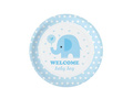Baby Shower Elephant plăci albastru - 18 cm - 6 buc.