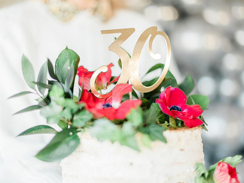 30 aniversare tort topper aur - 20.5 cm - 1 buc.