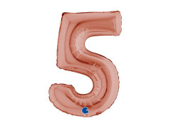 Balon din folie numărul 5 roz auriu - 14" - 1 buc.