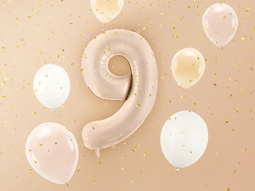 Balon din folie numărul 9 bej închis - 72 cm - 1 buc.