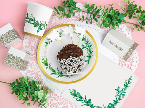 Set de hârtie albă cu frunze - 24pcs.