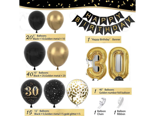 Balon ghirlanda balon set pentru a treizecea aniversare - 80 buc.